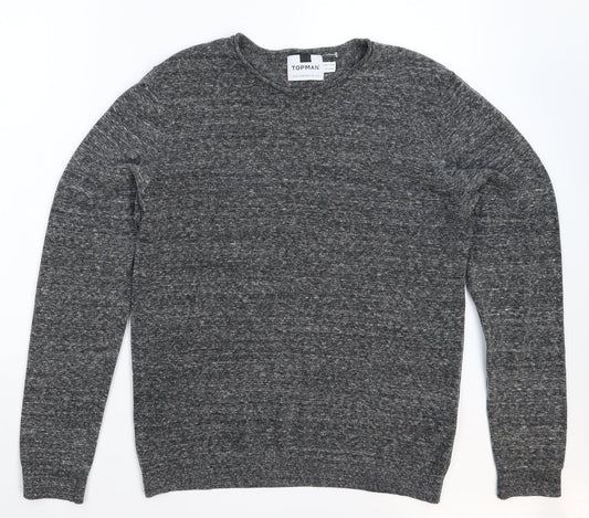 Topman Mens Grey  Knit Pullover Jumper Size M