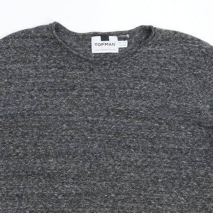 Topman Mens Grey  Knit Pullover Jumper Size M