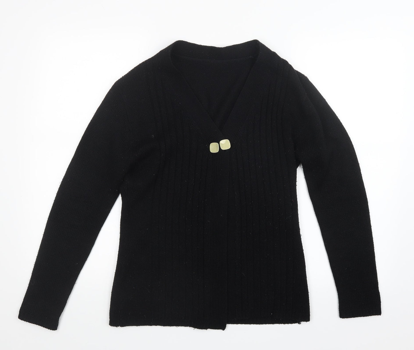 Preworn Womens Black  Knit Cardigan Jumper Size M