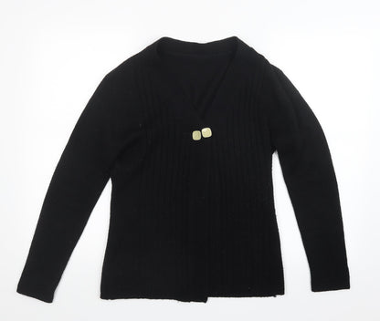 Preworn Womens Black  Knit Cardigan Jumper Size M