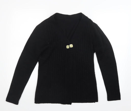 Preworn Womens Black  Knit Cardigan Jumper Size M
