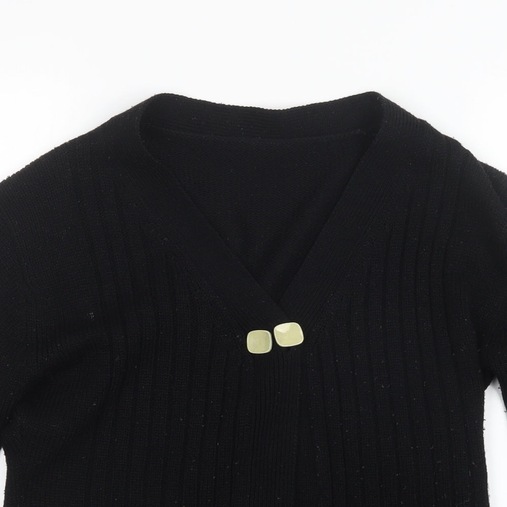 Preworn Womens Black  Knit Cardigan Jumper Size M