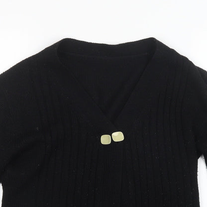 Preworn Womens Black  Knit Cardigan Jumper Size M