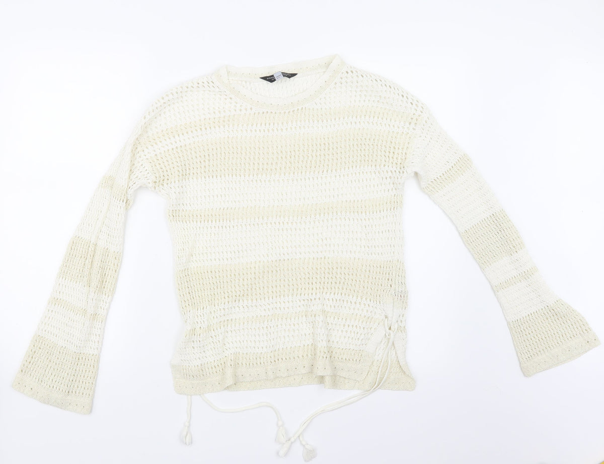 Dorothy Perkins Womens White  Knit Pullover Jumper Size 12