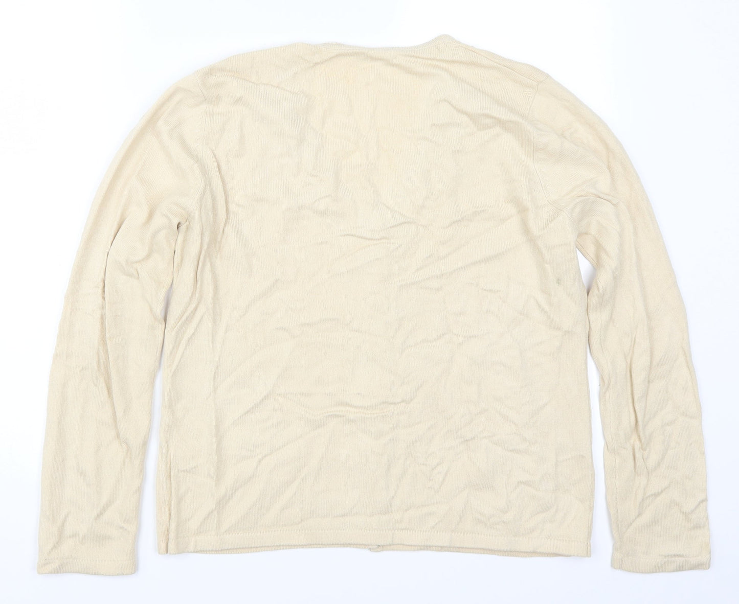 BHS Womens Beige   Cardigan Jumper Size 14  - Embroidered Flowers