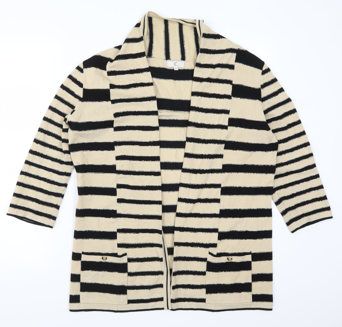 Country Casuals Womens Beige Striped  Cardigan Jumper Size M