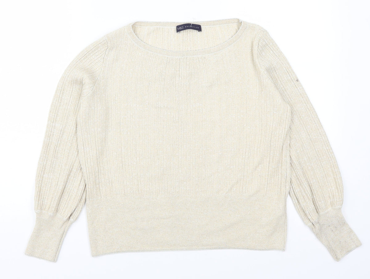 Marks & Spencer Womens Beige   Pullover Jumper Size M