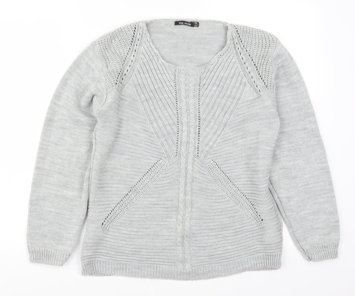 Mia Moda Womens Grey   Pullover Jumper Size S