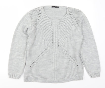 Mia Moda Womens Grey   Pullover Jumper Size S