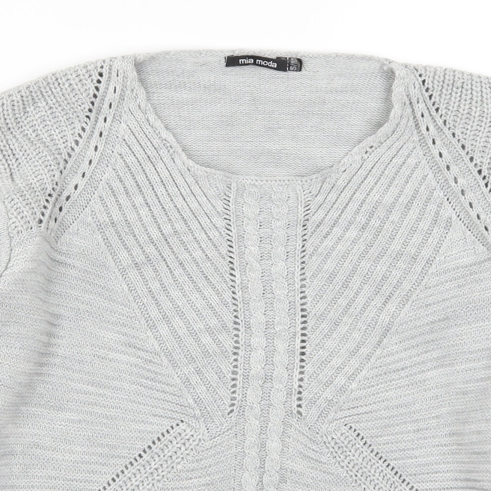 Mia Moda Womens Grey   Pullover Jumper Size S
