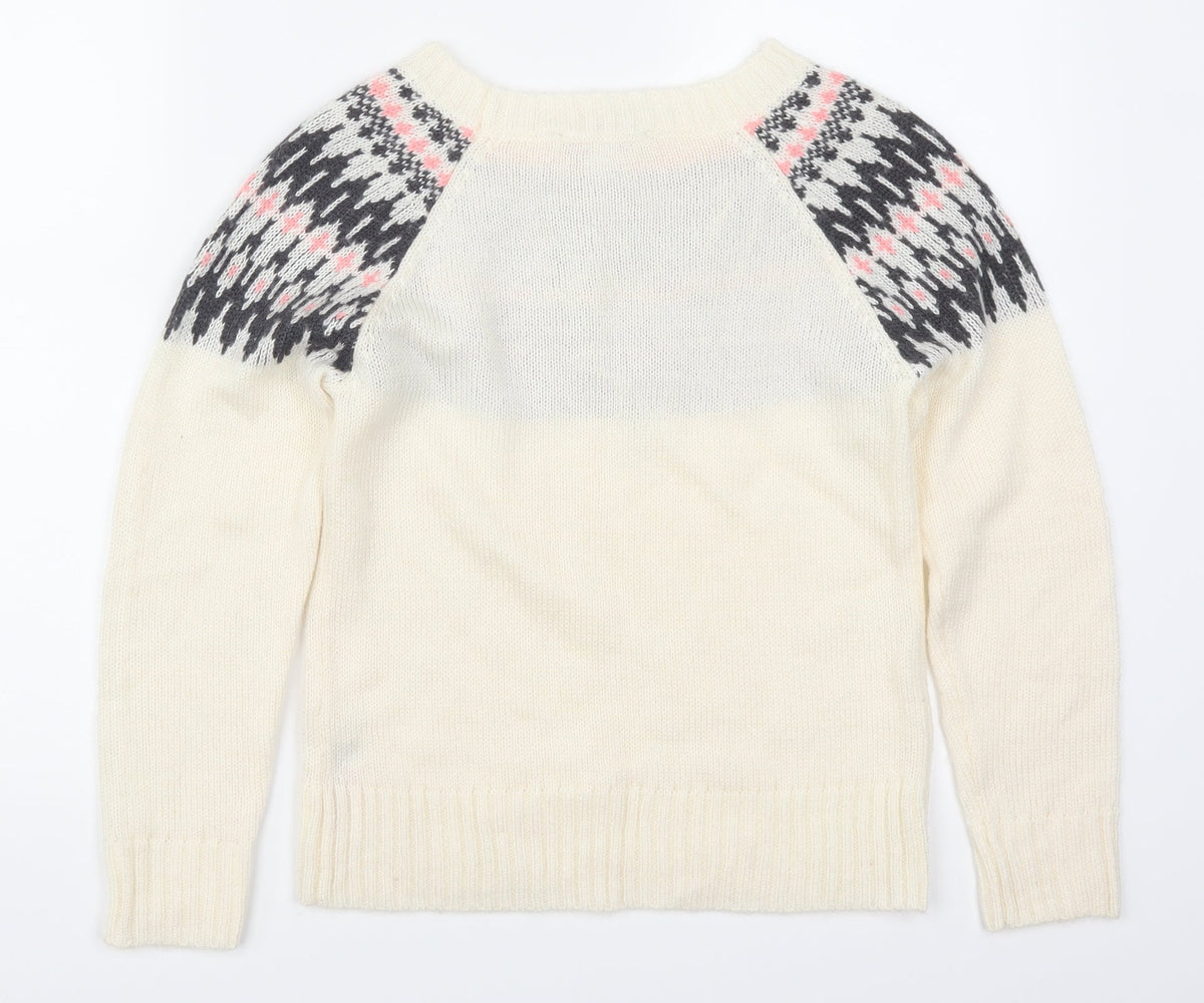 Dorothy Perkins Womens Beige Geometric  Pullover Jumper Size 4