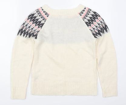 Dorothy Perkins Womens Beige Geometric  Pullover Jumper Size 4