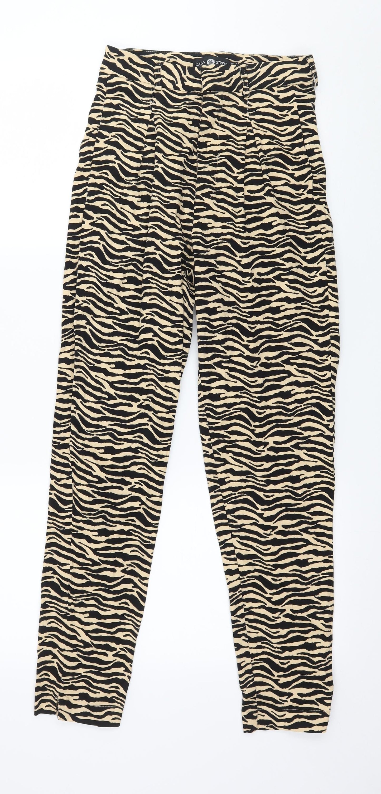 Daisy Street Womens Beige Animal Print  Trousers  Size 8 L26 in