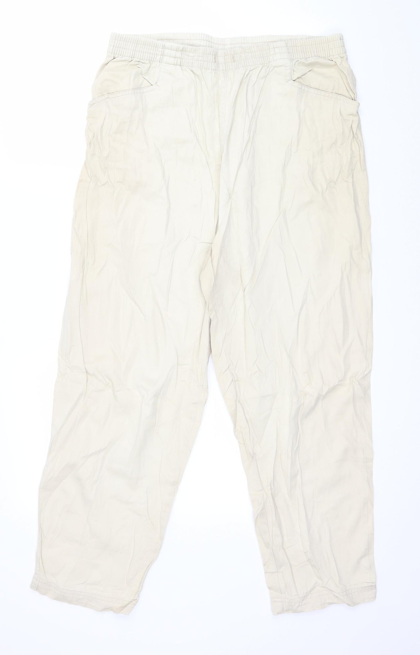 Womens UK Size 8 Preworn Regular Fit  Beige Trousers