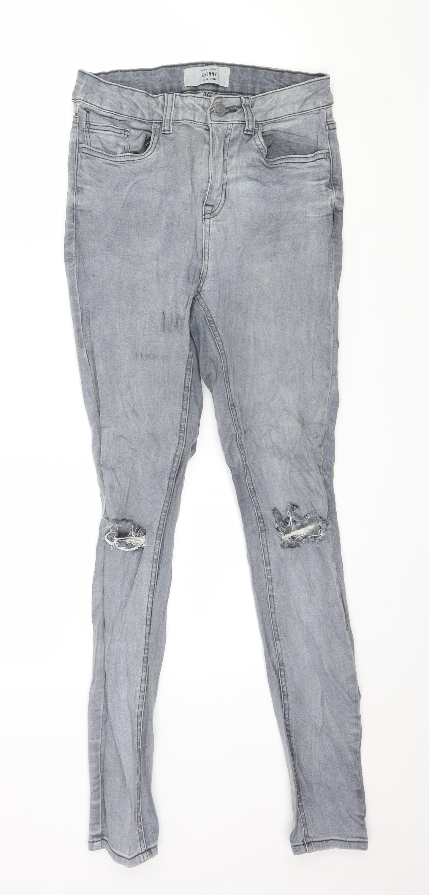 New Look Womens Grey  Denim Skinny Jeans Size 10 L28 in