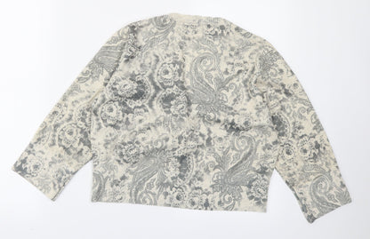 AMARANTO Womens Beige Paisley Knit Cardigan Jumper Size 14
