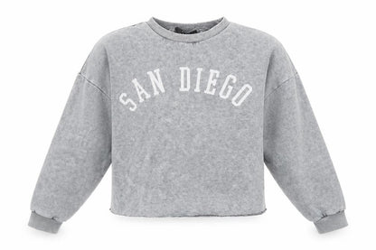 915 Generation Girls Grey   Pullover Sweatshirt Size 10-11 Years  - cropped