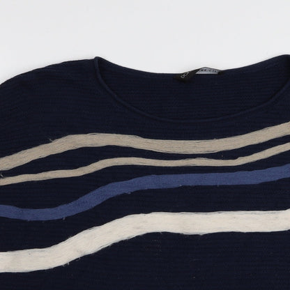 Doris Stretch Womens Blue Striped  Pullover Jumper Size 14