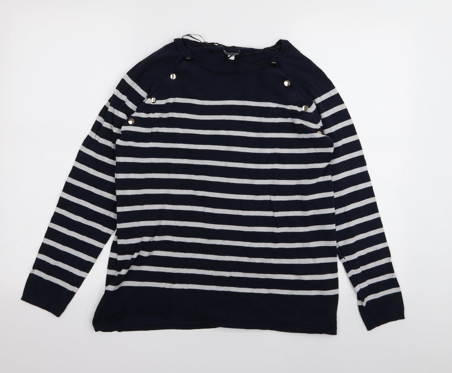 Vertbaudet Womens Blue Striped  Pullover Jumper Size 12