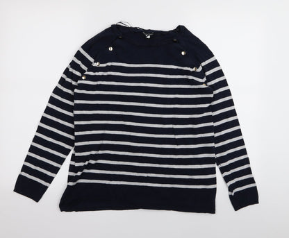 Vertbaudet Womens Blue Striped  Pullover Jumper Size 12