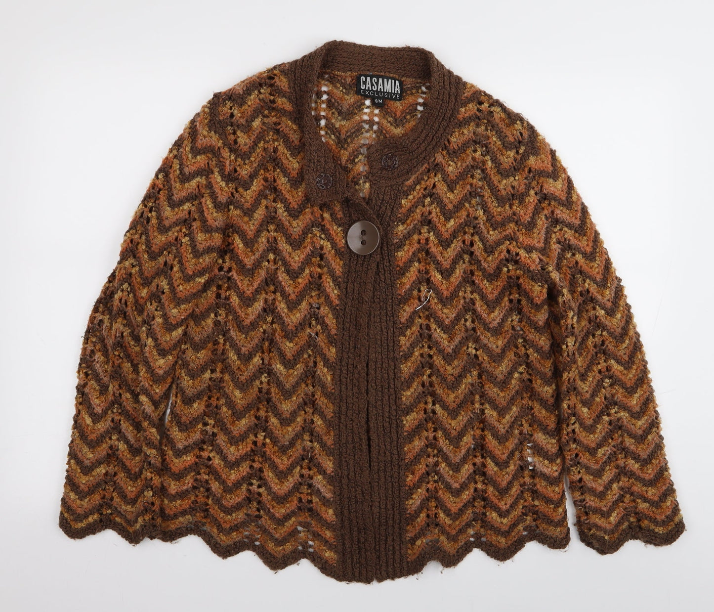 casamia Womens Multicoloured Geometric  Cardigan Jumper Size S