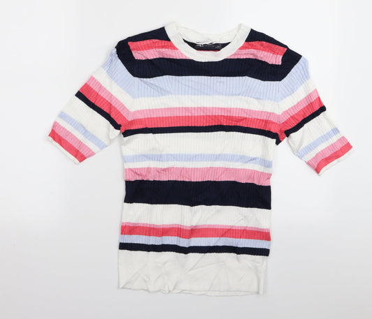 M&S Womens Multicoloured Striped  Basic T-Shirt Size 12