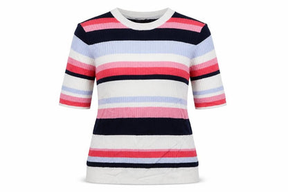 Marks & Spencer Womens Multicoloured Striped  Basic T-Shirt Size 12