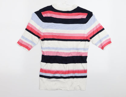 M&S Womens Multicoloured Striped  Basic T-Shirt Size 12