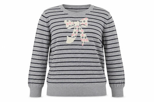 Oasis Womens Grey Striped  Pullover Jumper Size M