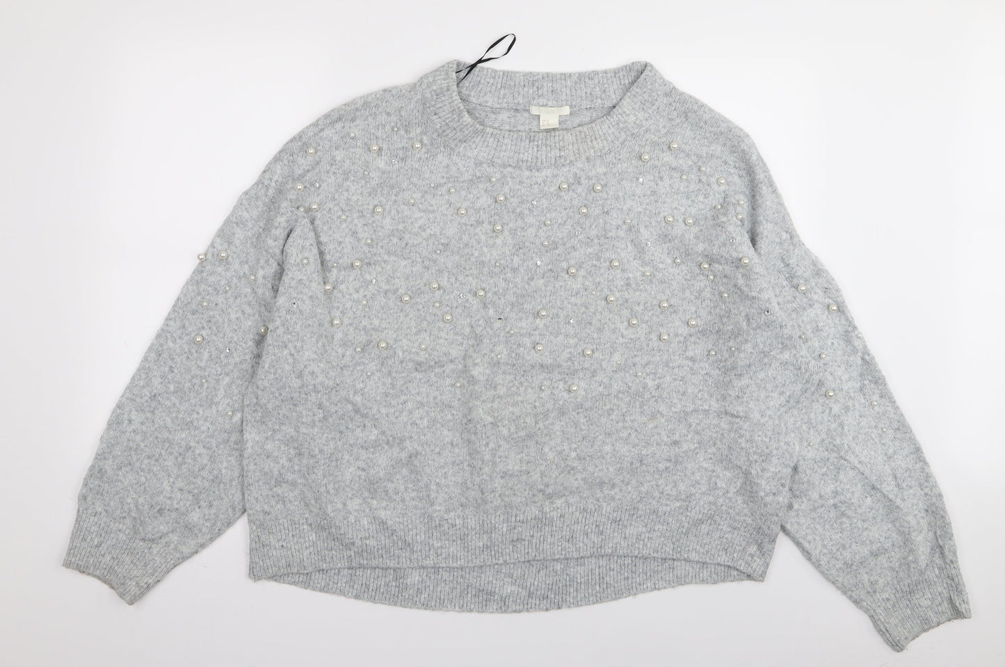 H&M Womens Grey Polka Dot  Pullover Jumper Size XL
