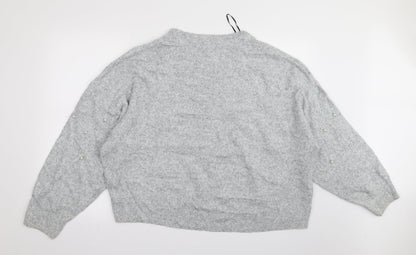 H&M Womens Grey Polka Dot  Pullover Jumper Size XL