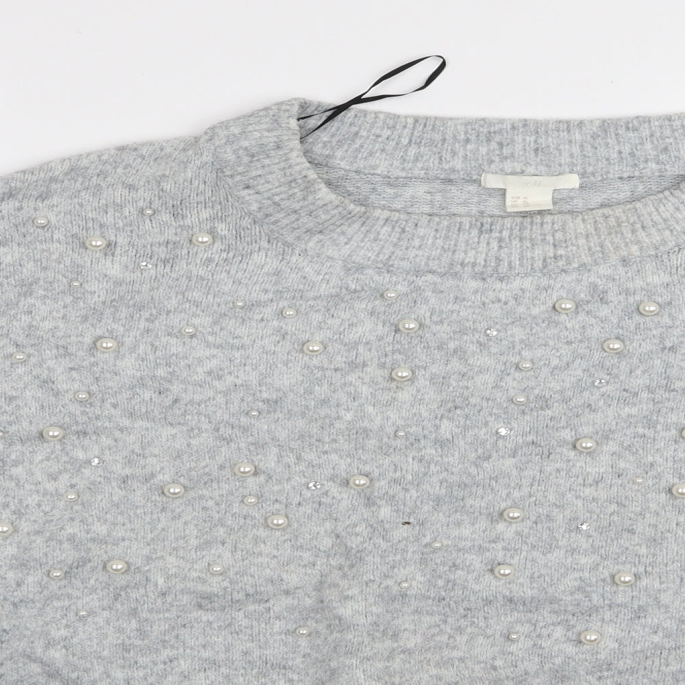H&M Womens Grey Polka Dot  Pullover Jumper Size XL