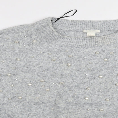 H&M Womens Grey Polka Dot  Pullover Jumper Size XL