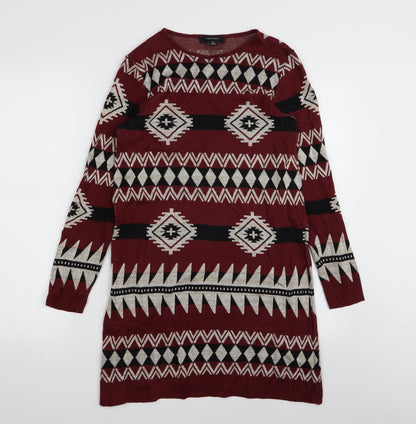 Primark Womens Red Geometric  Fit & Flare  Size M