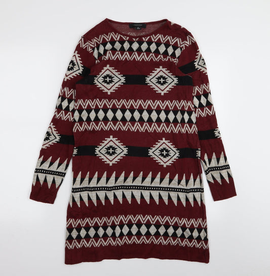 Primark Womens Red Geometric  Fit & Flare  Size M