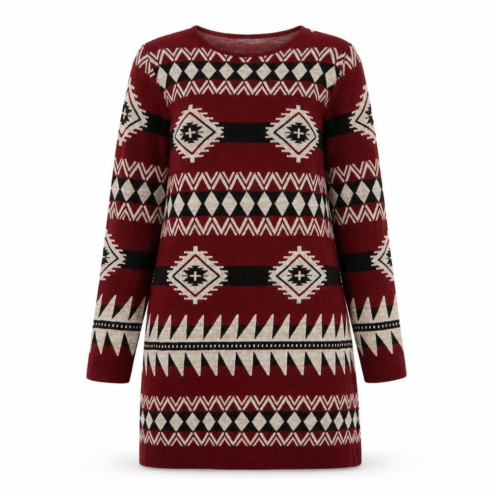 Primark Womens Red Geometric  Fit & Flare  Size M