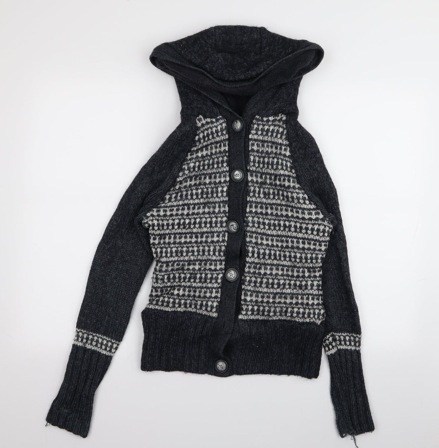 Climb high  Womens Grey Houndstooth  Cardigan Jumper Size 12