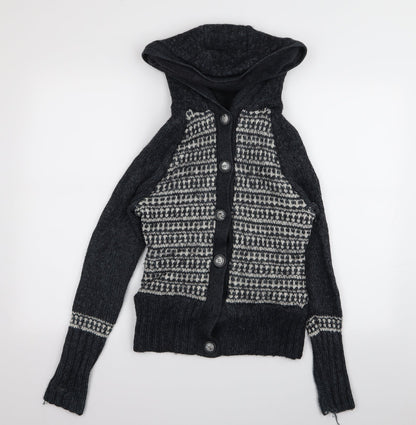 Climb high  Womens Grey Houndstooth  Cardigan Jumper Size 12