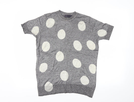 M&S Womens Grey Polka Dot  Basic T-Shirt Size 10