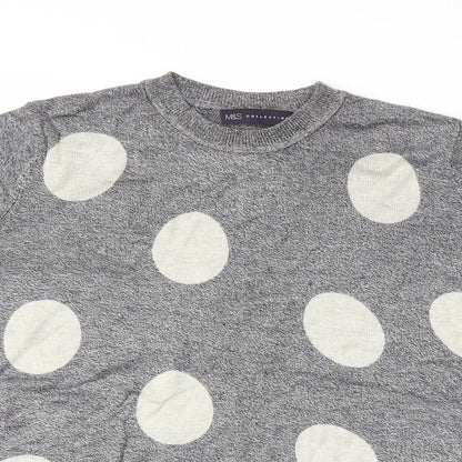 M&S Womens Grey Polka Dot  Basic T-Shirt Size 10