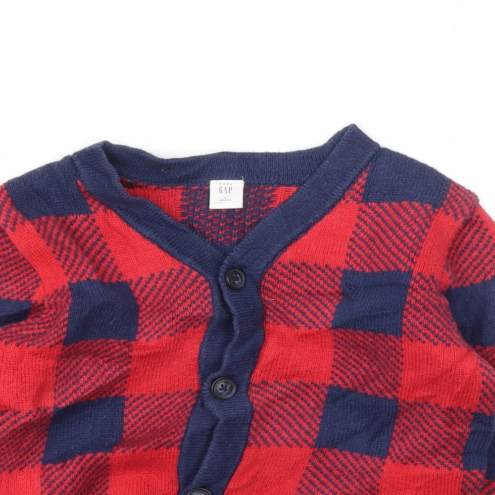 Gap Girls Blue Check  Cardigan Jumper Size 5 Years