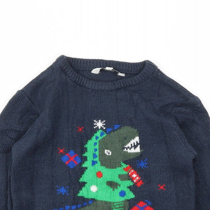urban rascals Boys Blue Animal Print  Pullover Sweatshirt Size 5-6 Years