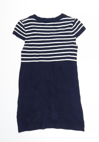 New Look Womens Blue Striped  Jumper Dress  Size M