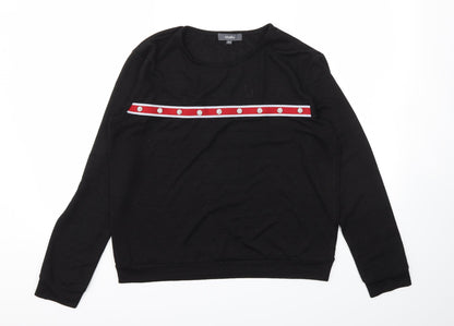 Womens UK Size 12 STUDIO Black Basic T-Shirt