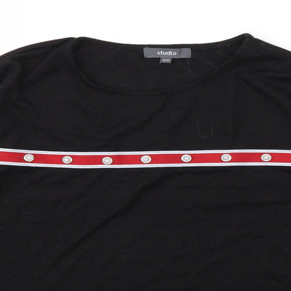 Womens UK Size 12 STUDIO Black Basic T-Shirt