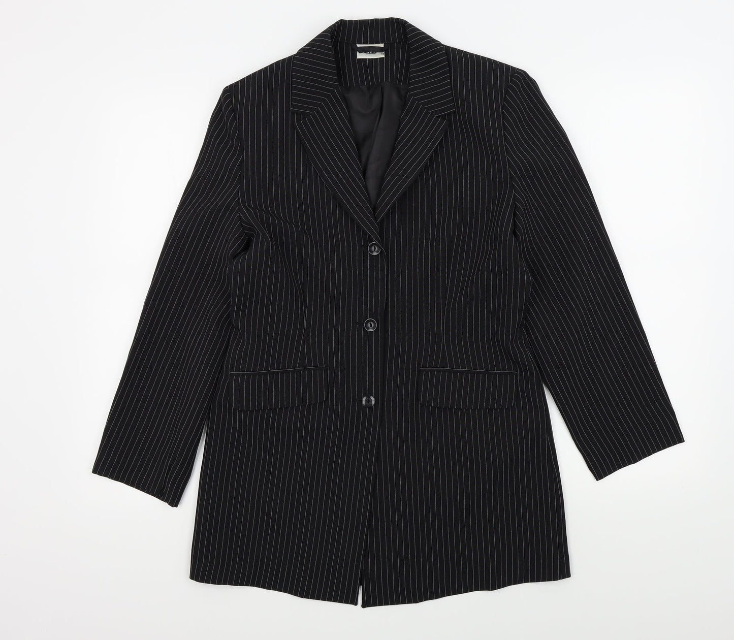 Select Womens Black Striped  Jacket Blazer Size 10