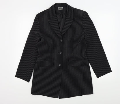 Select Womens Black Striped  Jacket Blazer Size 10