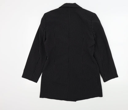 Select Womens Black Striped  Jacket Blazer Size 10