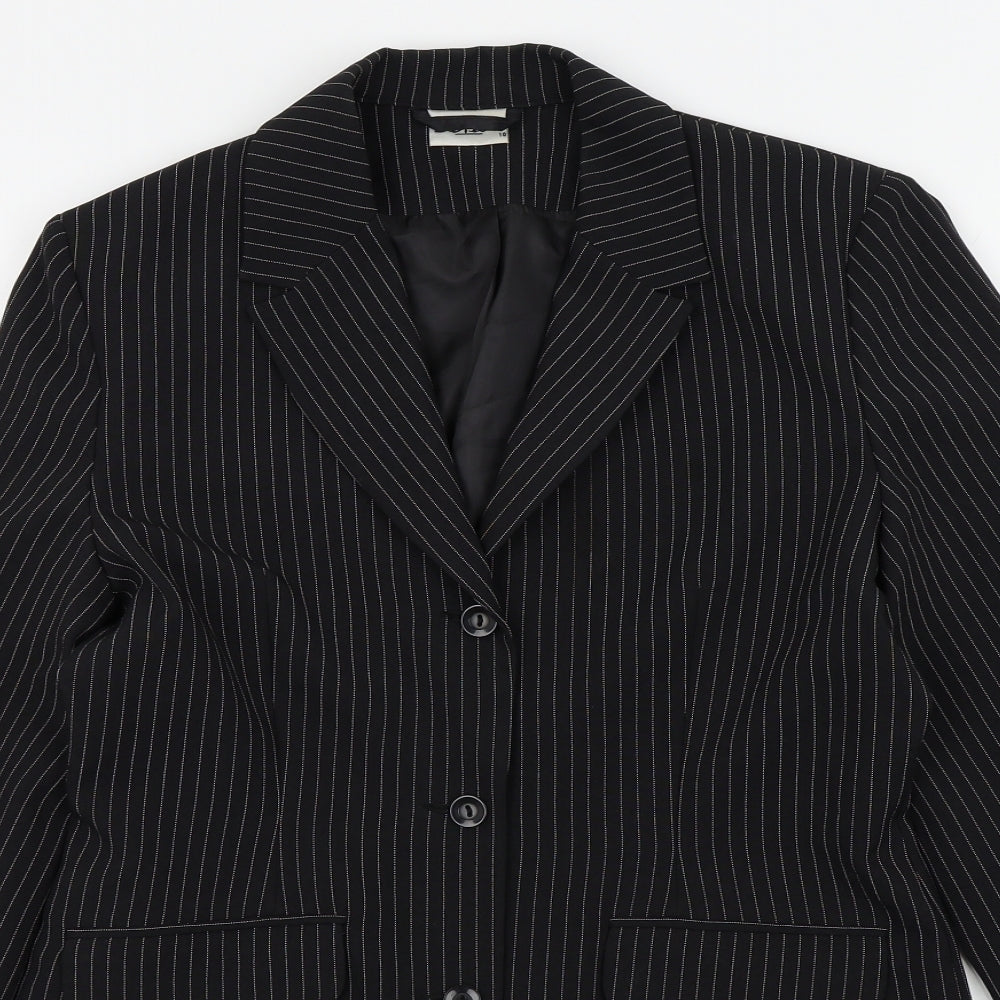 Select Womens Black Striped  Jacket Blazer Size 10