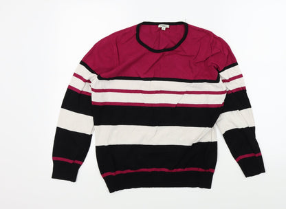 TEXT Womens Multicoloured Striped  Pullover Jumper Size L